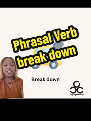 This is one example of Break down this version is used usually with a machine/vehicle/body to stop working like it used to. #phrasalverbs #grammar #intermediate #advanced #English #American 