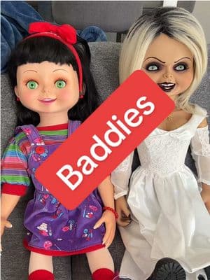 Two baddies 🔥 #Chucky #Chuckydoll #Giveaway #horror #Glen #Tiffany #customdoll  #brideofchucky #seedofchucky #childsplay  #scarymovie #scary #horrortok #spooky #collector #collection #Chuckytvseries #capcut #horrormovies #fyp #fypviral