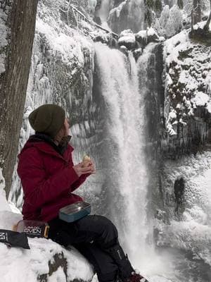 Can we romanticize hot breakfast burritos next to frozen waterfalls?? 🌯❄️ Come eat breakfast with me at Falls Creek Falls! We snowshoed 4 miles in—twice the usual distance since the road is closed. By the time we arrived at this frosty beauty, I was starving and ready to eat. So, I popped my breakfast burrito in the LavaGel Outdoor Oven—it heats up in just minutes with no fire or stove needed. 🔥🙌 (Pro tip: don’t forget your mini bottle of hot sauce! 🌶️) And dang, this was the best trail breakfast. It’s such a game changer for winter hikes! #HotBreakfastBurritos #burritos #WinterHikes #FrozenWaterfall #TrailBreakfast #LavagalOutdoorOven #hikingfood #campfood #ExtraHotSauce