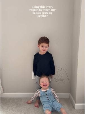 each month gets a little tougher bc little girlfriend doesn’t want to sit or stand still 🤣🤣💗 also yes I forgot 8 months and I’m sad about it okkk  #Siblings #brotherandsister #momof2 #growingup #10monthold #toddlermomsoftiktok 