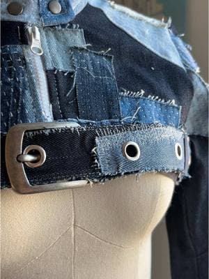 Cropped denim sashiko stitch motorcycle jacket  #sewing#boro#sashiko#sashikobabylock #sashikostitching#carhartt#handmade#denimjacket#fashion#designer#fashiondesigner#tutorial#bleach#fabricmanipulation #distressingdenim#denim#motorcyclejacket#croppedjacket#