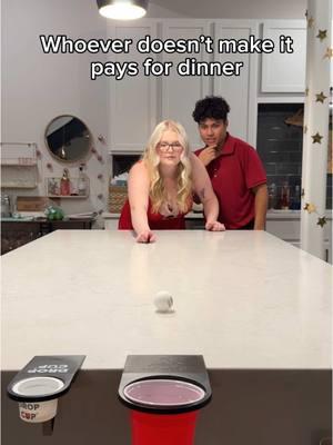 Loser has to pay for dinner!! 🤔 #cupchallenge #cupgame #challenge #couplechallenge #ValentinesDay 