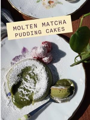 Molten Matcha Pudding Cake anyone?🍵🎂 Who doesn’t love a classic molten lava cake?! This one swaps the dark chocolate for white and we add a bit of matcha for that perfect green color and earthy, floral flavor!  This recipe is super simple but comes down to perfectly baking the cake! I find that they carry over just a touch when using ceramic ramekins, so taking them out JUST before you actually think they’re done is usually the way to go! (Btw, this recipe helped me win gold at a cooking competition in Santiago two years ago, so it’s sure to win your heart!💛🥇) Recipe is up!  #privatechef #baking #recipes #cookingvideos #moltenlavacake #matcha #matchacake #cake #cakerecipe 