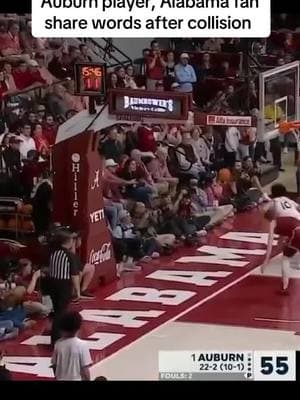 After falling out of bounds, Auburn’s Chad Baker-Mazara had a brief exchange with Alabama fans in the crowd #auburnbasketball #alabamabasketball #wareagle #rolltide #wde #rtr #rivalry #ironbowl 