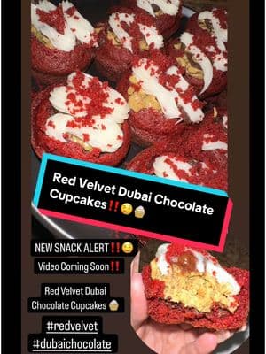 Red Velvet Dubai Chocolate Cupcakes‼️🤤🧁 #dubaichocolate #heresmythingright #foryou #foryourpage #paulasworld #yafavnewyorker #foryoupage #newyorker #redvelvet #cupcake 