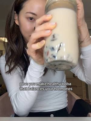 when you crave milk tea but don’t want the blood sugar spikes 🤌🏻 optional: boil with medicinal brown sugar cube then add milk. #milktea #boba #healthyboba #skinelixir #hormonalimbalance #hormonehealth #tcm #holisticrecipe #hormonebalancingelixir 