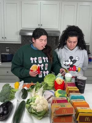 Veggies vs McDonald’s  #mcdonalds  #mcnuggets #bigmac #quarterpounder #angelreese #shamrockshake #veggies #vegtables  #macdonaldslover #fries #xyzbca #familygames #familygamenight