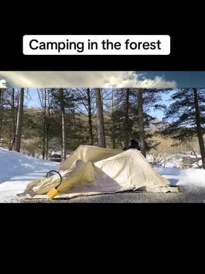 Camping in the forest #camp #camping #camper #campinglife #campinglife #campingtools #campinggear #Outdoors #outdoorlife #usa #fyp #tiktok #america #tent #campingtents #snow #rain 