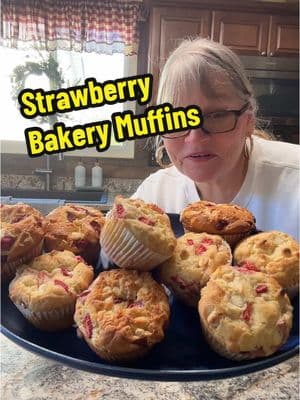 #strawberrymuffins #muffins #bakerymuffins #baking #recipes #bigmuffins #fypageシ #fypage #fypシ #fyp                 - 1/2 cup (115g) unsalted butter, melted - 1 cup (200g) granulated sugar - 2 teaspoons baking powder - 1/2 teaspoon baking soda - Pinch of salt - 1 tablespoon vanilla bean paste or vanilla extract - 2 1/2 cups (315g) all-purpose flour - 2 eggs, room temperature - 1 cup (120g)white chocolate chips + more for sprinkling on top - 1 cup (250ml) whole milk + 1 tablespoon vinegar, room temperature - 1/4 cup (65g) Greek yogurt or sour cream ,  room temp  - 2 tablespoons neutral oil -1 cup fresh strawberries, diced into small pieces  Method: 1. Preheat the oven to 425°F (220°C). Prepare the baking tin by lining or greasing it. 2. In a glass, combine the milk and vinegar. Let it sit for 10 minutes or until it curdles. 3. In a mixing bowl, whisk together the melted butter and sugar until well combined. 4. Add the eggs and whisk for 2-3 minutes or until pale in color. 5. Add the milk mixture, vanilla extract, Greek yogurt, and oil. Mix until well combined. 6. In a separate bowl, combine the dry ingredients: flour, baking powder, baking soda, salt, and white chocolate chips. 7. Pour the wet mixture into the dry ingredients and mix until just combined. Add strawberries and mix. Do not overmix the batter. 8. Divide the batter evenly among the lined muffin cups. Garnish with more fresh strawberries and chocolate on top if desired. 9. Bake for 5 minutes, then reduce the oven temperature to 375°F (190°C) without opening the oven door. Continue baking for an additional 13-15 minutes or until a toothpick inserted in the center comes out clean. 10. Allow the muffins to cool in the tin for 5 minutes before transferring them to a wire rack to cool completely.