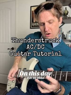 #onthisday Thunderstruck by AC/DC Guitar Tutorial #guitartok #howtoplayguitar #guitartutorial #guitarlessons #angusyoung #malcomyoung #guitartapping #classicrock 