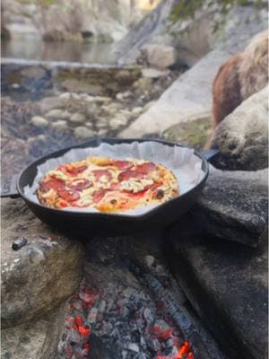 Handmade Pizza out in Nature 😍🔥 Sliced with our Signature Handmade Blade, ‘The Nikos Knife’  #pizza #outdoorcooking #cooking #asmrcooking #Recipe #food 