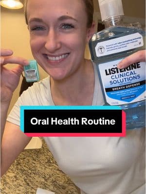 My oral health routine as an RDH featuring my fav mouthrinse from @ListerineOfficial #rdh #dentistry #listerine #mouthrinse #oralhealth #teeth #dentalhygienist 