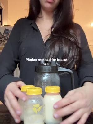 Trying out the pitcher method #MomsofTikTok #sahmsoftiktok #sahm #firsttimemom #mom #breastmilk #breastmilkstorage #breastmilktok #pump #pumpingmom #pitchermethod 