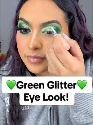 💚Green Glitter Eye Look!💚  . . . ✨Eyeshadow @The Pink Makeup Box LLC & @Huda Beauty  ✨Glitter @moiracosmetics  ✨Lashes @YLCOSMETICS LLC  ✨Lipstick @maccosmetics  ✨Gloss @Maybelline NY  . . . . . #onthisday #greeneyeshadow #tiktokshoprestock #makeup #tiktokshoploveatfirstfind #tiktokshopspringglowup #maquillaje #green #hudabeauty #maccosmetics #moiracosmetics #maybelline #cutcrease #beautyvideo #makeupvideo #howtomakeup  #saintpatricksday  #makeuptransformation #colorfulmakeup #makeuptutorial 