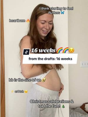 from the drafts 🥹 with a guest appearance 😆☺️ #16weekspregnant #doublerainbowbaby #pregnancyafterloss #bumpdate #pregnancyaftermiscarriage #pregnancyjourney 