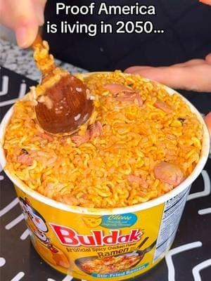 Proof America is living in 2050… would you try this? #food #eating #mukbang #ramen #noodles #cheese #milk #Recipe #buldak #rice #corn #sausage 