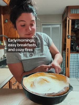 Breakfast Time…Happy Monday! #truckerwife #truckerwifetip #wifey #homemade #food #oklahoma #homestead #fireplace #dutchbaby #breakfast 