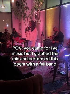 I never even met the band before, but they came in hella smooth 🥲 #fyp #foryoupage #isntshelovey #queerartist #blackhistorymonth #soulflowsessions #liveband #poetry #lovepoem #blackpoet #blackwriters  