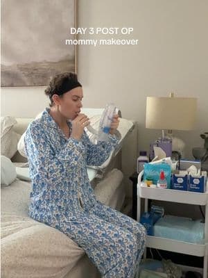 little glimpse of my morning Day 3 post op. it has been huge!!! My recovery has actually been a breeze so far but today is the best i’ve felt overall. Coming off of pain meds tonight by choice, getting up and around by myself, i’m almost standing straight up and i just feel more like myself pre op today and im so excited. Still prioritizing resting as much as i can but making sure to HYDRATE and walk around every few hours as well. no number 2 💩but hoping that will come after stopping the pain meds. I hope this helps someone that has been considering this surgery or has it coming up feel at ease. not all mommy makeovers are horror stories. ❤️ my experience so far has been 10/10 #mommymakeover #tummytuck #breastlift 