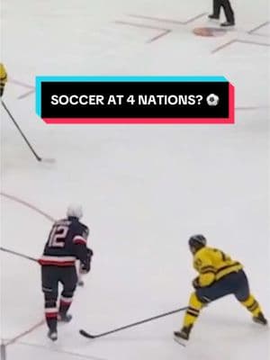 when worlds collide (literally) #MattBoldy #4Nations #4NationsFaceOff #NHL #hockey #Soccer #blooper 