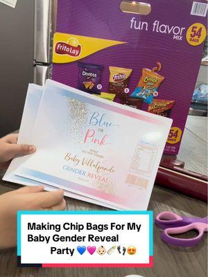 Baby Gender Reveal 💙🩷 Chip Bags 😍  #foryoupage #foryou #pinkshopping #shopsmall #tumblerbusiness #supportsmallbusiness #smallbusinessowner #chipbags #tutorial #babygenderreveal 