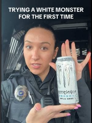 Trying the famous #whitemonster ⚡️#policeoftiktok #coptok #girlcop #firstresponders #policeofficersoftiktok #lawenforcement #policeofficer #copsoftiktok #femaleofficer #policeofficers #policeacademy #policetok #policeshift #lucychen #energydrink #energydrinkreview 