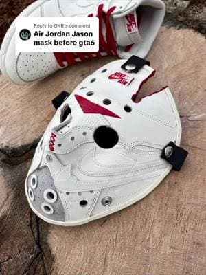 Replying to @GKR Check out this killer Jason mask I created by repurposing the leather of a Jordan 1!!🔥 This project allowed me to combine two of my passions.. sneakers and horror!! Growing up an 80s kid, the Air Jordan 1 and the Friday The 13th slasher films were two iconic symbols of 80s pop culture, so mashing them up into my upcycled art? This project was fated to me! The Jordan 1 High OG Sail 2017 was the obvious choice to serve as donor for this piece🔥  I love that this piece is intended to be either displayed or worn!  #sneakerart #upcycledart #leatherwork #sneakerhead #jordansdaily #fridaythe13th #horrorart #jasonvoorhees #horror #80sart #jasonmask #handmade #upcycle 