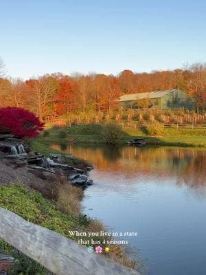 Which season is your dream season for a wedding?!  Each season at Bear Brook Valley in NJ offers a unique, serene backdrop for your wedding day ❄️🌸☀️🍂 #fallwedding #winterwedding #springwedding #summerwedding #weddingvenue #njweddjngvenue #weddingvenuenj #outdoorwedding 