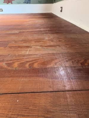 Y’all like when we sand and refinish these older floors. So check out the before and after photos on this one we recently completed at the end of the video. #fyp #viral #cool #beforeandafter #old #pine #refinish #sanding #hardwood 