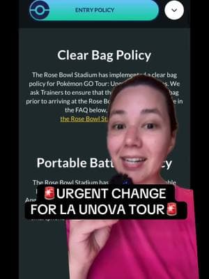 🚨PSA FOR LA UNOVA TOUR🚨 Two new policy changes that will impact your gameplay are detailed in this video. Share with everyone! #pokemon #pokemongo #poketok #tiktokgaming #shinypokemon #pokemongoevent #pokemongodaily #pokemongotips #pokemongonews #unovatour #niantic 