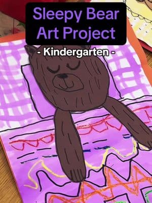 Kindergarten students make these adorable SLEEPY BEARS all while learning pattern, drawing, and balance!  See for yourself!  #kindergartenteacher #1stgradeteacher #secondgradeteacher #kindergarten #firstgrade #firstgradeteacher #secondgrade #2ndgrade #art #kidartist #artteacher #teaching #teacherlife #arteducationforkids #arteducation #elementaryschool #elementaryart #elementaryartteacher #artclass #iteachart #artprojectideas #artlessonsforkids #nailedit @Crayola @Sharpie @Blick we used #sharpiemarkers #crayolaoilpastels and #diywatercolor paint made from old markers. See another post!  