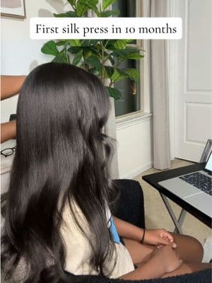 Replying to @Pretty Aquarius First silk press in 10 months on my daughter #silkpress #hairupdate #MomsofTikTok 