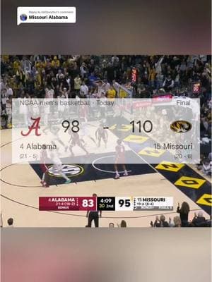 Replying to @660peyton MISSOURI TAKES DOWN NUMBER 4 ALABAMA🔥 (via:@ESPN) #missouribasketball #missouritigers #collegebasketball #secbasketball #collegehoops #mizzouhoops 