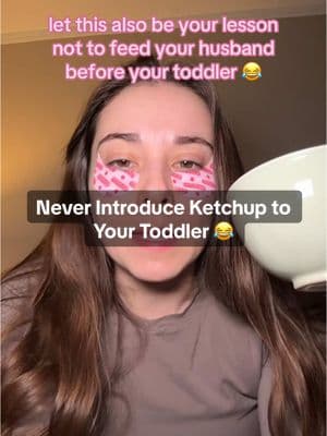 My first mistake was trying to feed my husband before feeding my toddler, but I was waiting for the food to cool down 🤣🤣🤣 Also, the heaping pile of ketchup on my husband’s plate did not help 🥲 Has anyone else had this happen after introducing ketchup or really any condiments to your toddler? - #funnytoddlermoments #sahmcontentcreator #motherhoodcontent #toddlermomhumor #toddlermoments 