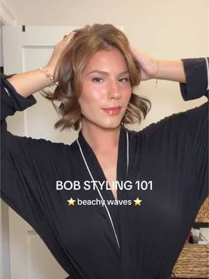 bob styling 101: how I style my short hair with these textured beachy waves ⭐️ let me know if you try this! #shorthair #hairseries #shorthairtutorial #shorthairstyle #shorthaircurls #beachywaves #bobstyling 