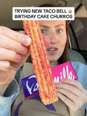 TRYING NEW TACO BELL X MILK BAR BIRTHDAY CAKE CHURROS! 🧁 are you going to try these? @tacobell @MILK BAR #tacobell #milkbar #fastfood #newfood #birthdaycake #churros #dessert #funfetti #birthday #confetti #snacks #fairfood #newfoods #bajablast #soda #mtndew #dirtysoda #tastetest #frosting #foodreview #crunchy #morganchomps 