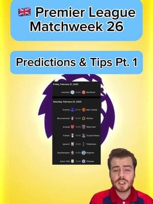 🇬🇧 PREMIER LEAGUE WEEK 26 PREDICTIONS & STATISTICS PART 1 | More predictions on FanBasis in my bio | Statistics are from the HOFB app, link in my bio | —————————————#footballpredictions #soccerpredictions #soccerpicks #footballpicks #footballtips #soccertip #epl #eplpredictions #epltips #PremierLeague #premierleaguepredictions #premierleaguetips #premierleaguepicks #freefootballpicks #freefootballpredictions #freesoccerpredictions #freesoccertips #leicestervsbrentford #evertonvsmanutd #bournemouthvswolves #arsenalvswestham #fulhamvscrystalpalace #ipswichvsspurs #southamptonvsbrighton #astonvillavschelsea 