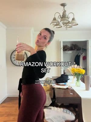 workout set today is all amazon 💘💘 #workoutset #matchingworkoutset #wraptop #workout #10ksteps #nespresso 