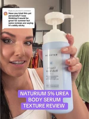 Replying to @yes.mort id say it’s slightly tacky, but that tends to be the case with humectant-rich formulas like this 5% urea serum from @Naturium . It’s something I don’t mind at all when I know I’m getting an intensely hydrated glow 😉  #skincare #cosmeticchemist #glycerin #dryskin #urea #flakyskin #kp #chickenskin #hydration 