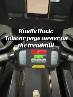 Kindle hack! Take your page turner on the treadmill for a hands free walk! Zone out of walking and into a book  #kindlehack #kindle #kindlepageturner #fyp #GymTok 