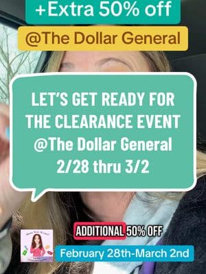 Dollar General Clearance Event 2/28-3/2 Clearance will be an additional 50% off PLUS we can use coupons! Follow along because we have a lot to go over!  Make sure you follow me on ig, fb, my telegram group for all the visuals and coupon match ups. HOPE YOU SCORE✌🏼#liztheclearancequeen #hopeyouscore✌🏼 #couponing #couponer #dealsoftheweek #dollargeneral #5off25 #clearance #clearanceevent #dollargeneralclearance #dollargeneralclearanceevent #clearancefinds 