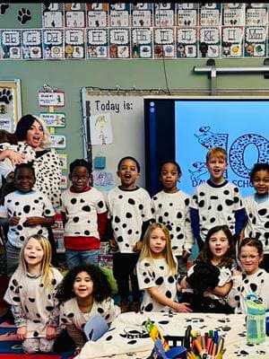 How can a puppy classroom not celebrate the 101 Day of School? #101daysofschool #dalmatian #classroompuppoes #adoptdontshop 