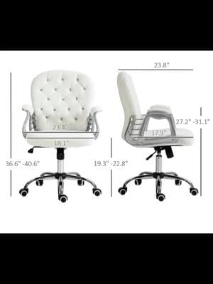 #Vinsetto #Vanity #Mid #BackOfficeChair #SwivelTufted #Backrest #Task #Chair #Padded #Armrests, #Adjustable #Height, #Rolling #Wheels #HOMCOM