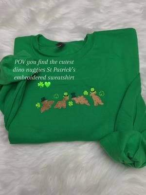 The cutest St Patrick's black cats embroidered sweatshirt available in our shop ☘️💚  #fyp #stpatrick #stpatricksday #stpattysday #stpatricksday2025 #dino #dinonuggets #dinonuggies  #TikTokShop  #stpatricksdayoutfit