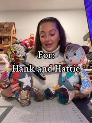 Memory animals for two sweet grandbabies Hank and Hattie from Opa and Oma 🧸🧸🐰🦌 #lavaughncottage #lavaughncottageanimals #memoryanimalsfromclothing #memoryanimal #stuffedanimalsoftiktok #oma #opa #quilt #comictok #grandkids 