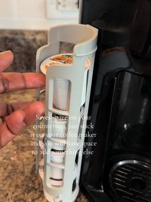 Another space saver if you have a small counter like I do. Easy way to access your pods it’s right on the side of your coffee maker. #coffee #pods #coffeepods #mormings #spacesaver #kitchenfinds #kitchengadgets #tiktokfinds #organizedkitchen 