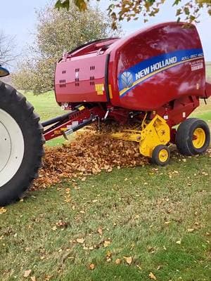 Making leaf bales and trying to keep my wife happy! #agriculture #leaves #farming #fyp #newholland #johndeere #farmer #viraltiktok #foryoupage #wife #farm #farmingtiktok #familyfarm #leafremoval  #happywifehappylife #tractor 