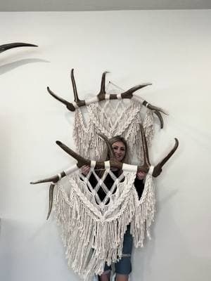 Check out @astilbe.may for beautiful custom macrame sheds 😍 #courtneyscustomcowskulls #country #fyp #western #countrygirl #farmgirl #cowgirl #westerndecor #countrydecor #idaho #idahogirl #viralvideo #macrame #huntinggirl #elksheds 