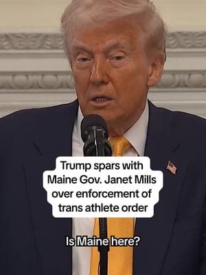 President #Trump sparred with #Maine’s Democratic Gov. Janet Mills during a meeting of governors at the White House, with Mills telling the Trump, “We’ll see you in court,” over his push to deny federal funding to the state over transgender athletes.