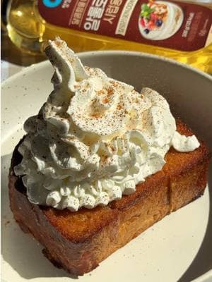 if you’re a fan of cinnamon toast crunch, you’ll love this korean honey butter toast! it’s sweet, buttery, and cinnamony—perfect for breakfast or dessert. i personally love mine with a generous amount of whipped cream on top 🤤🤤 even though it’s called honey butter toast, you can swap the honey for any sweetener you like! today, i used allulose (newly launched on Amazon from @ofoodusa), a sugar replacement for a lower-calorie option (to balance out my mountain of whipped cream), but brown sugar or honey works just as well for that perfect sweetness!  #honeybutter #honeybuttertoast #koreantoast #koreanfood #asianbaking #asiandessert 